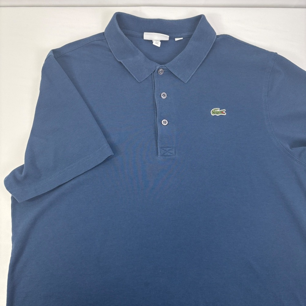 Lacoste Sport Mens Blue Short Sleeve Pique Polo Golf Shirt US XL FR 6